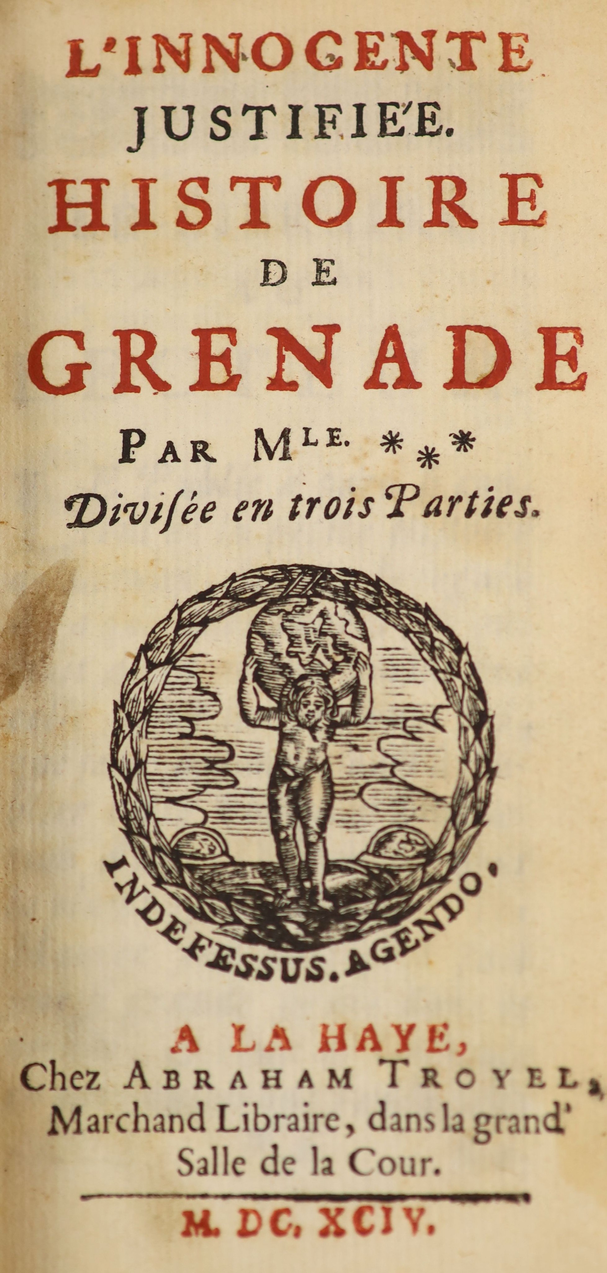 L'Innocente Justifiee Histoire de Grenade. Per Mle...